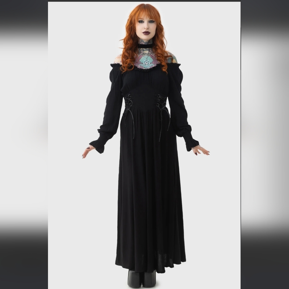 Killstar Gothic Black Long Sleeve Dress - Picture 4 of 10